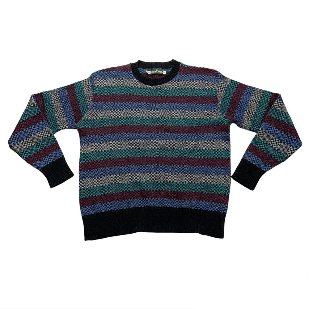 Boundary Waters Vintage Striped Knit Crewneck Sweater Made in USA Men’s Size XL